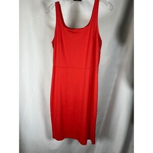 Old Navy Womens Red Sleeveless Square Neck Sheath Dress Size M Medium Zip Back